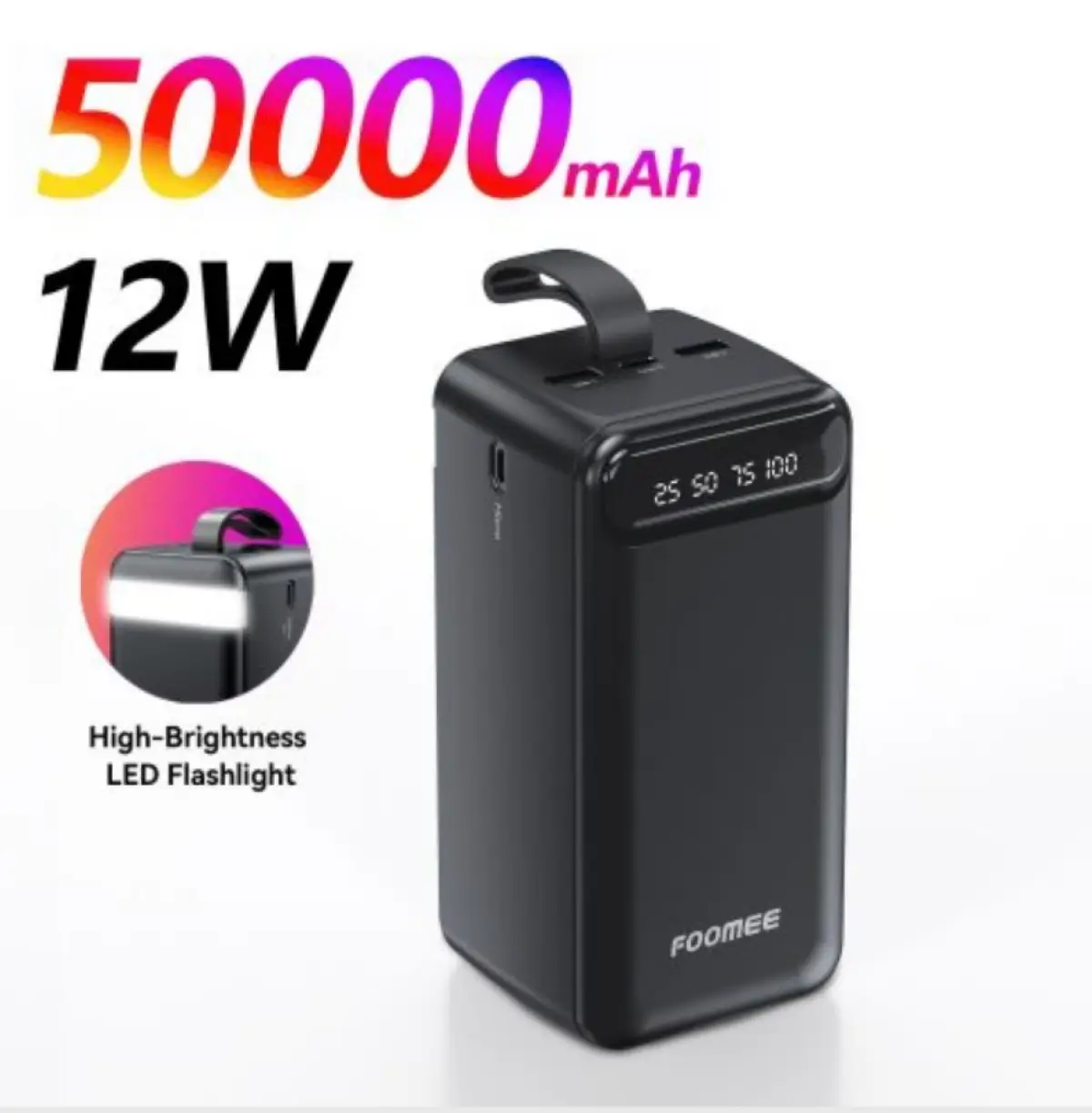 Foomee 50000mah fast charge power with dual USB bank led display - Image 1