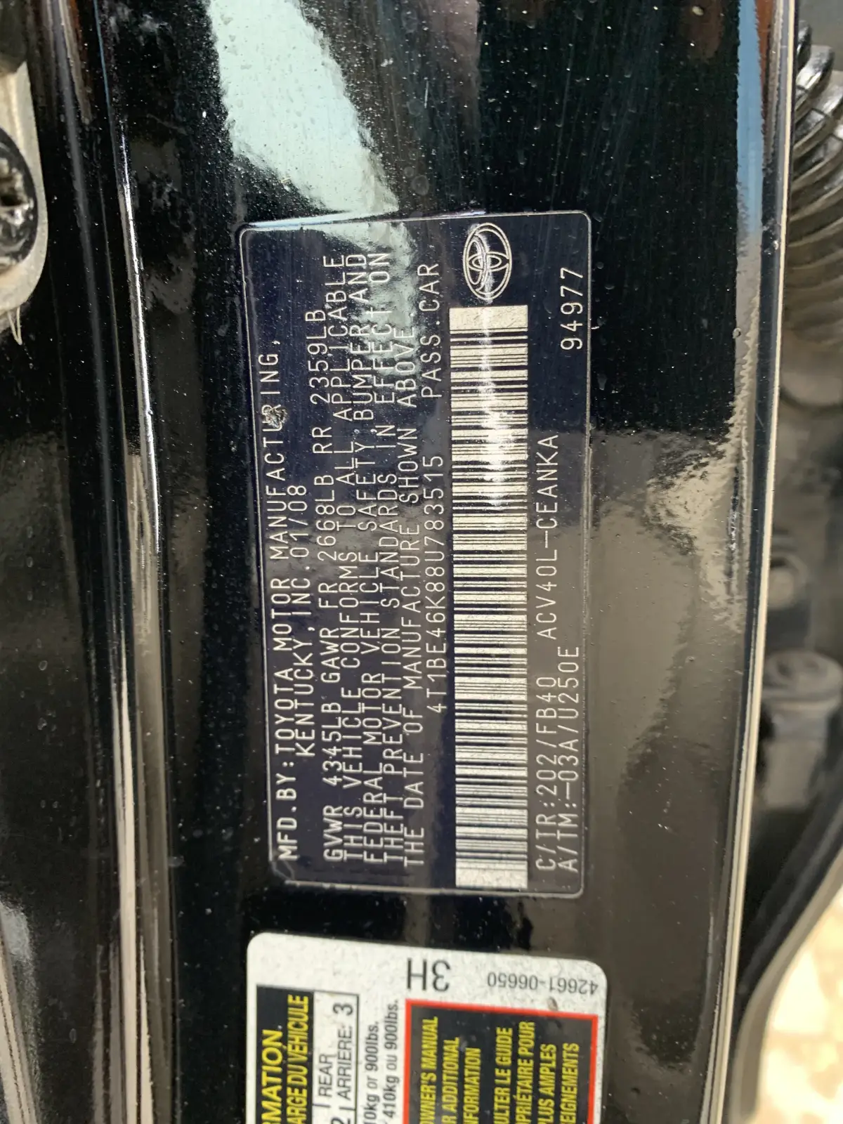 TOYOTA CAMRY 2008 MODEL - Image 5