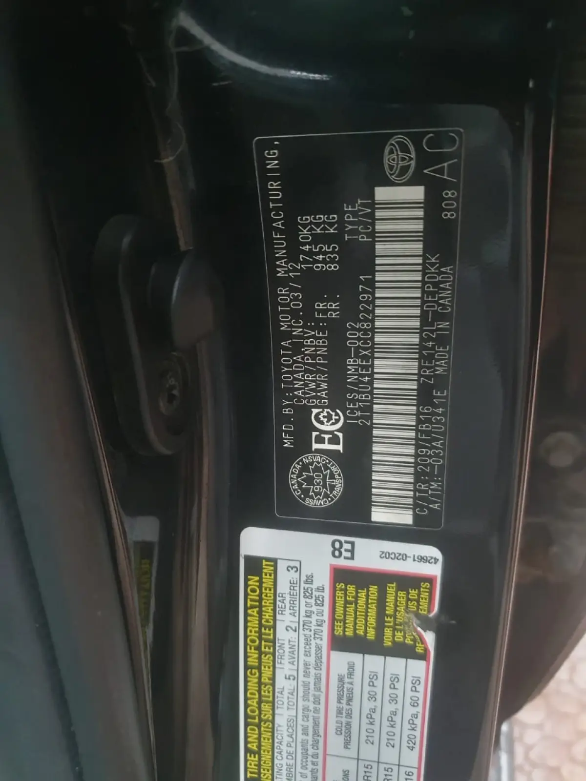 TOKS TOYOTA COROLLA LE 2012 MODEL - Image 6