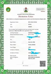 Official NPC Birth Attestation Letter And Birth Certificate Processing