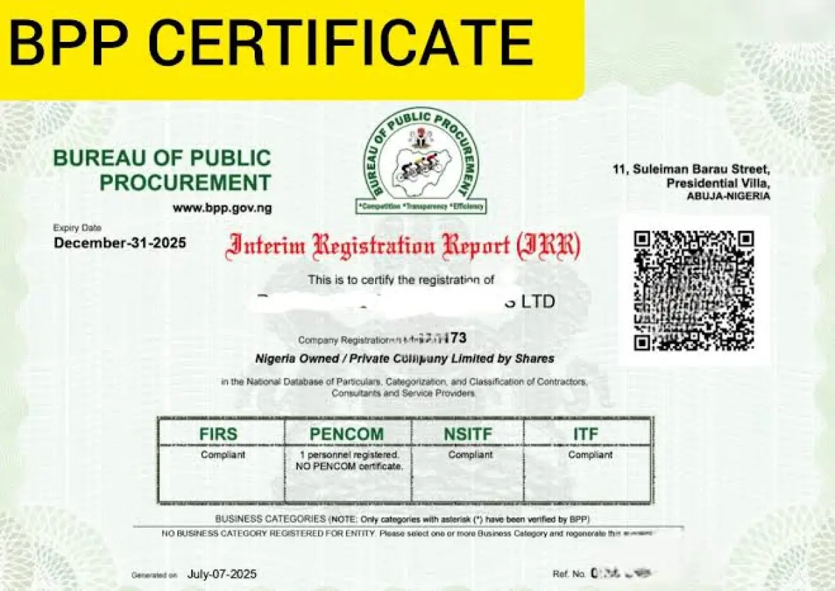 Apply For Business Contract Compliance Documents As BPP, NSITF, Pencom - Image 1