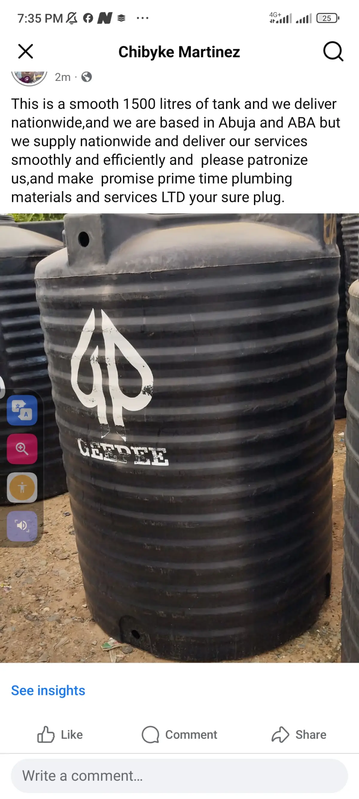 1500 litres of geepee tank - Image 1