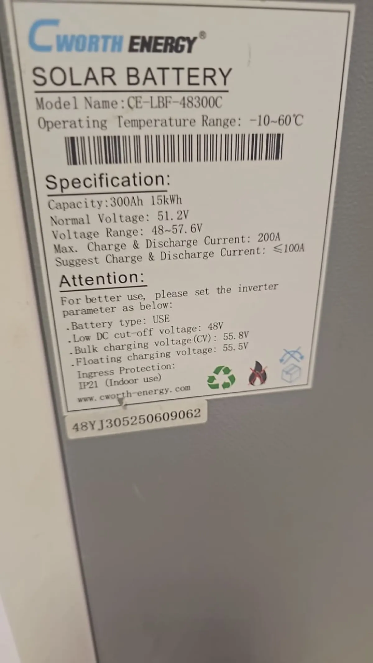 15kwh 48v cworth ion battery - Image 2