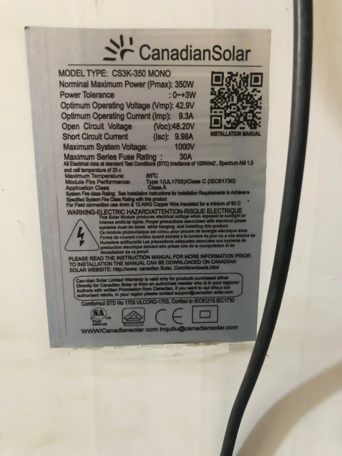 350watts 12v Canadian solar panel - Image 3