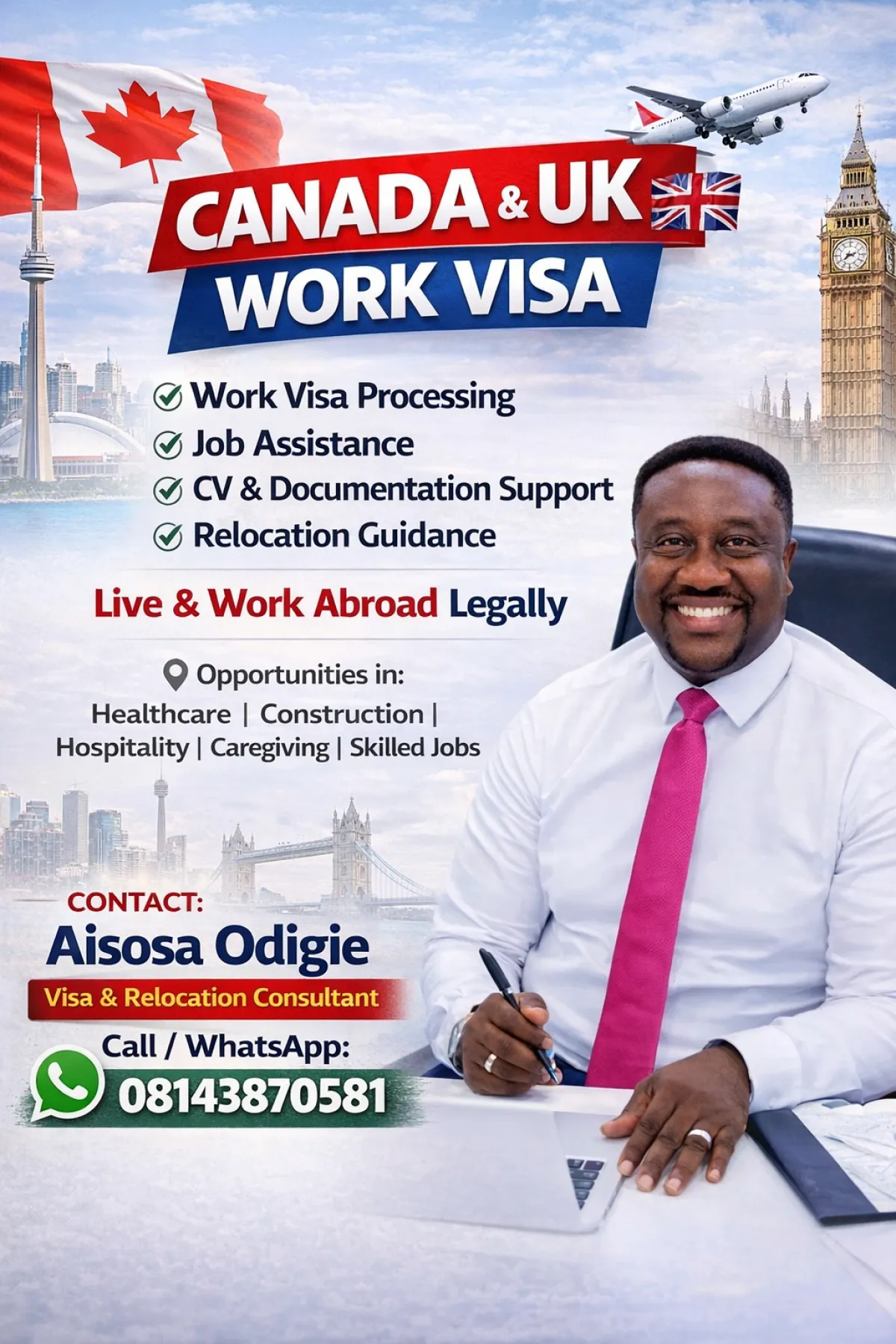 100 percent Canada, uk and Australia work visa available - Image 3