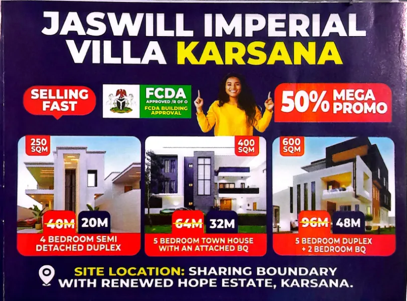 Land for Sale Villa Karsana, Abuja 250sqm 600sqm