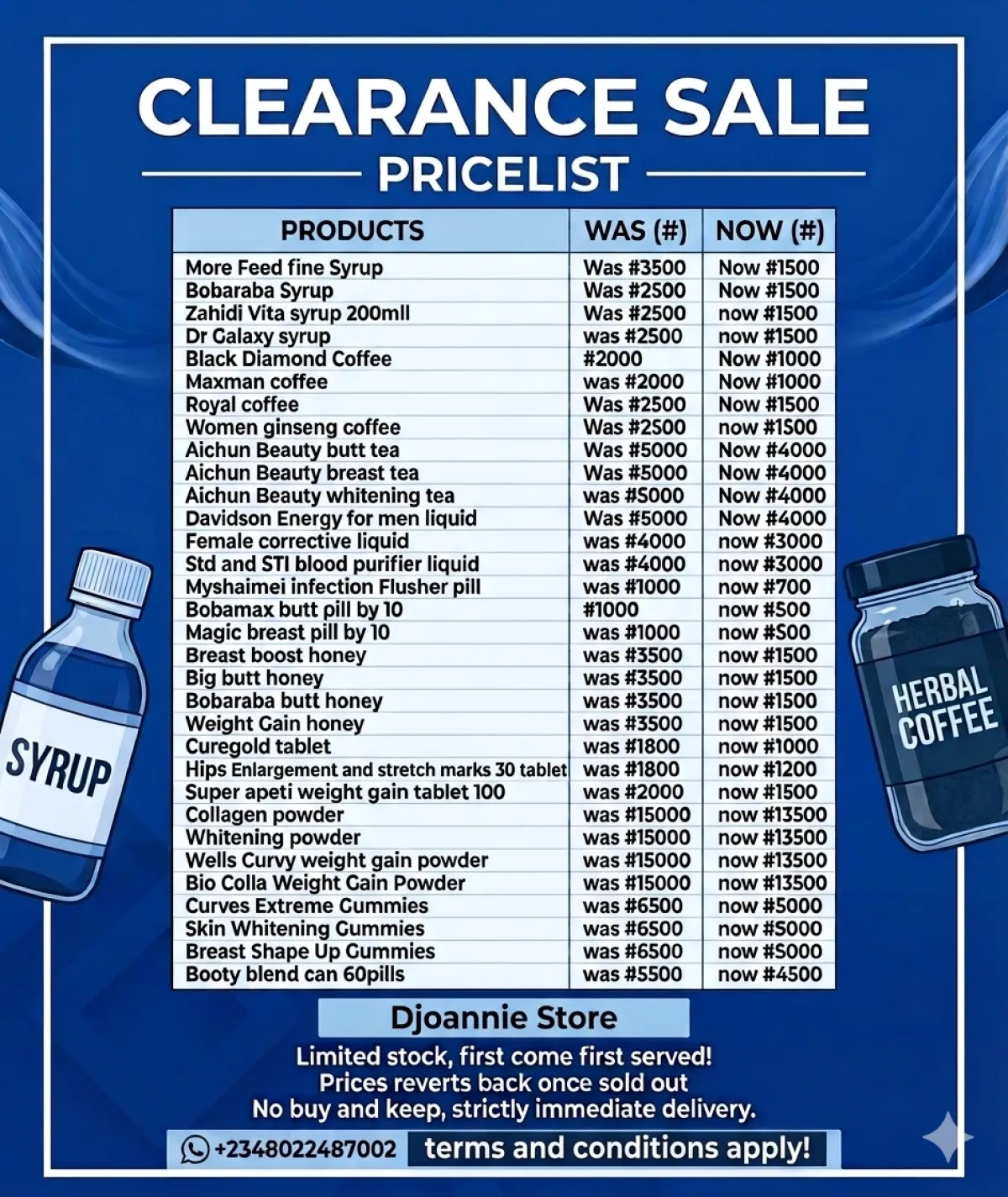 Clearance Sale on Syrup, Coffee, Herbal Capsule etc - Image 1