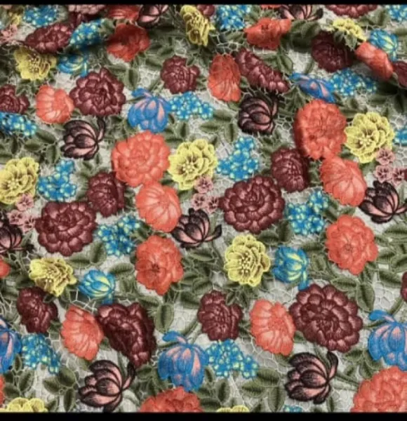 Peony Flower Guipure Lace