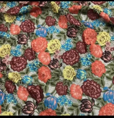 Peony Flower Guipure Lace