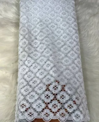White Sequins Guipure Lace