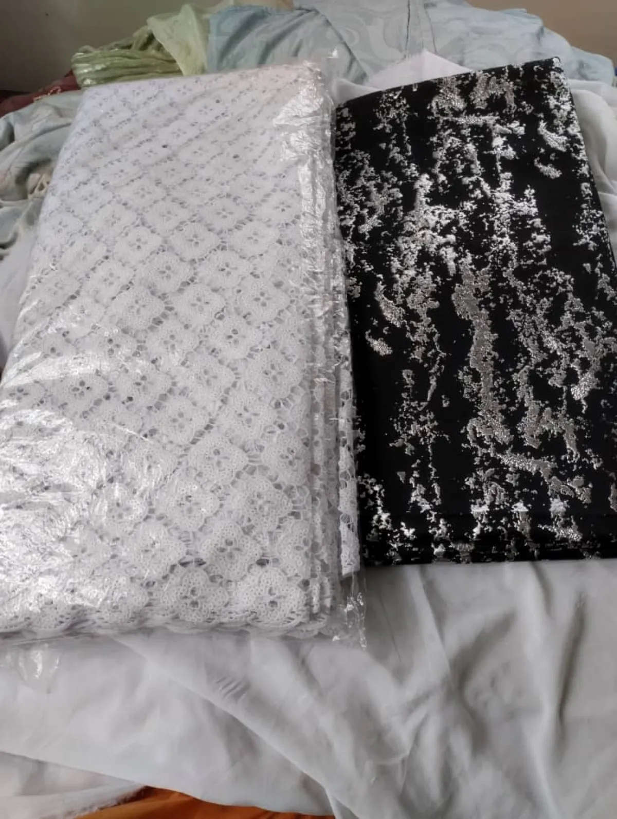 White Sequins Guipure Lace - Image 3