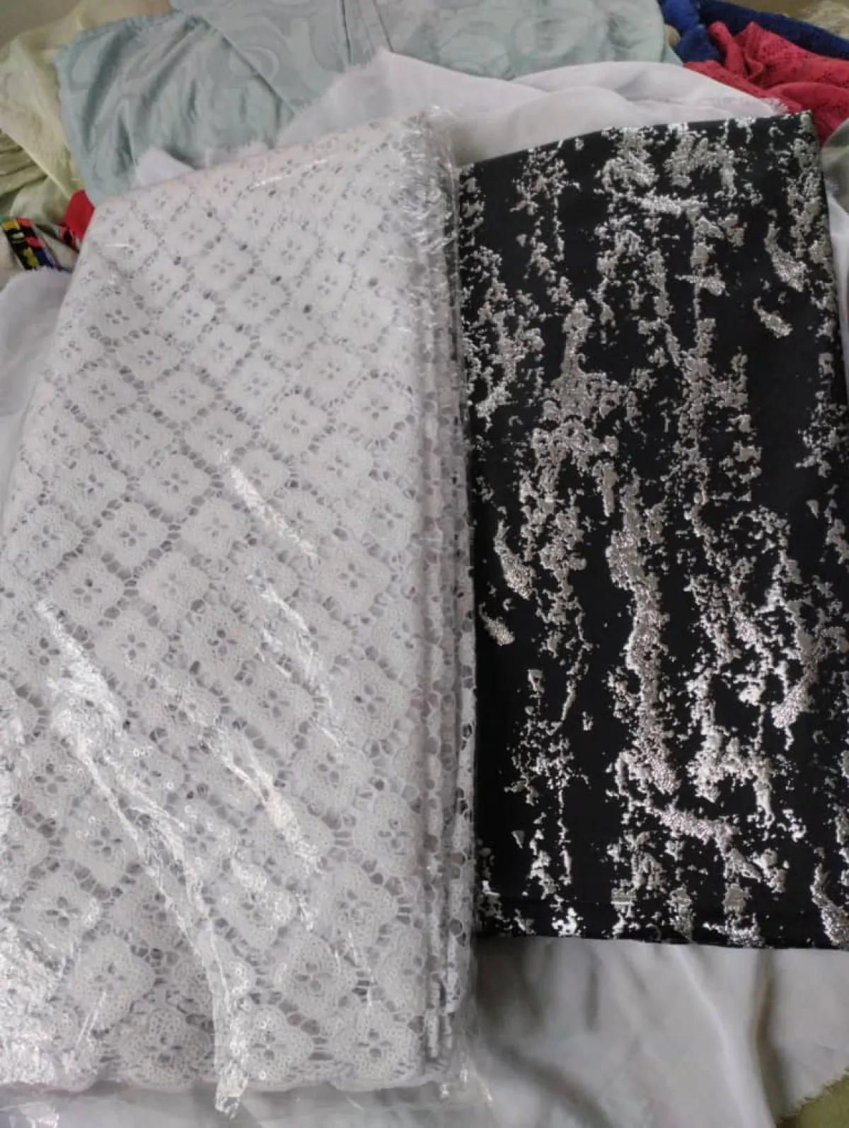 White Sequins Guipure Lace - Image 4