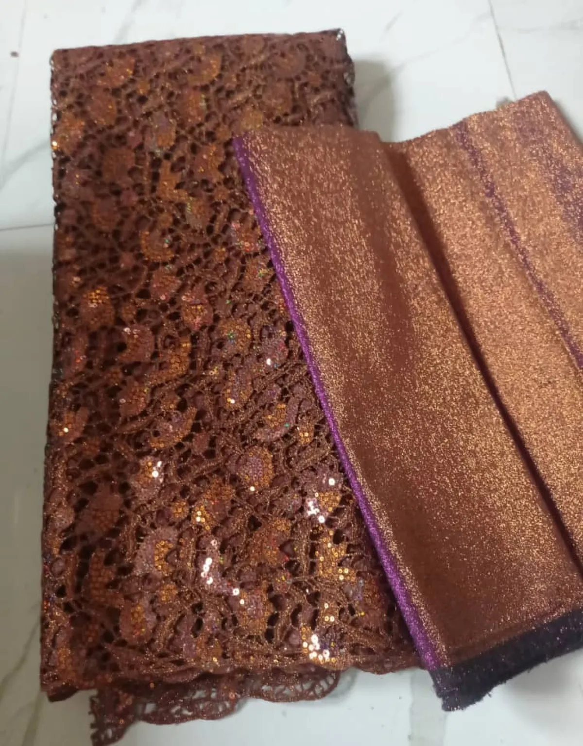 Bronze Colour Sequins Guipure Lace - Image 1