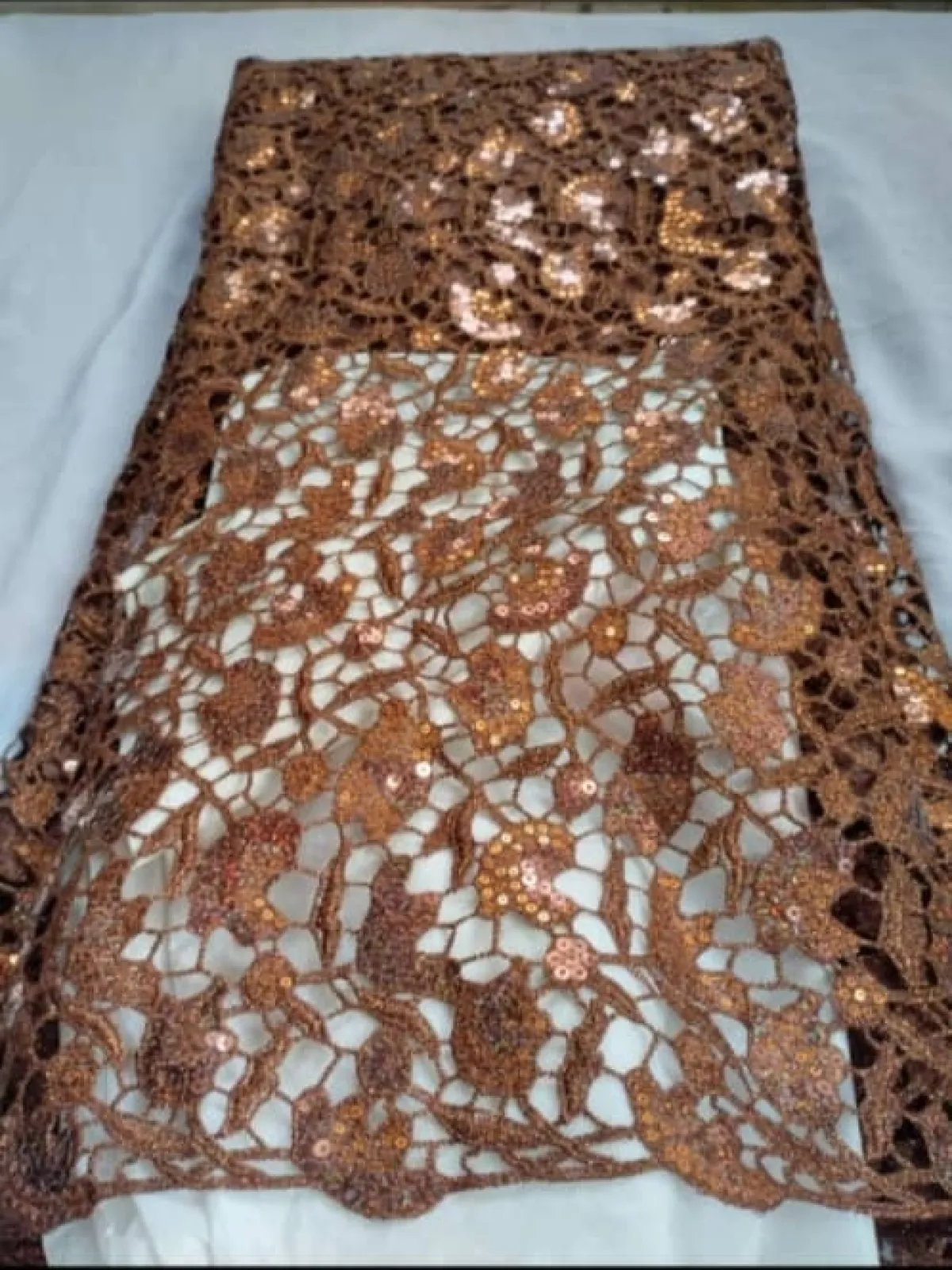 Bronze Colour Sequins Guipure Lace - Image 2