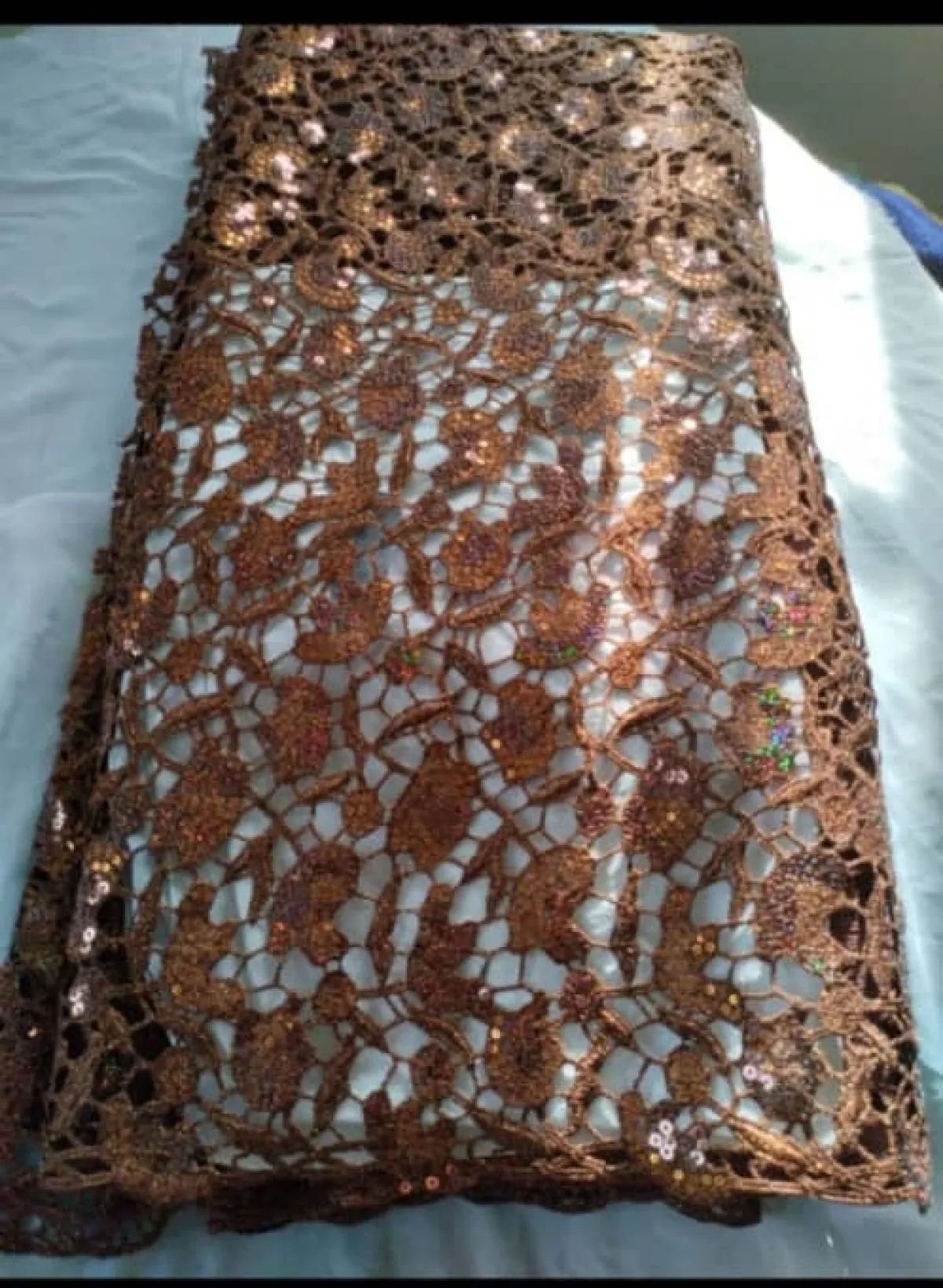 Bronze Colour Sequins Guipure Lace - Image 3