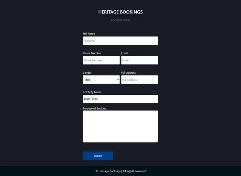 Advance Celebrity Booking Website PHP Script