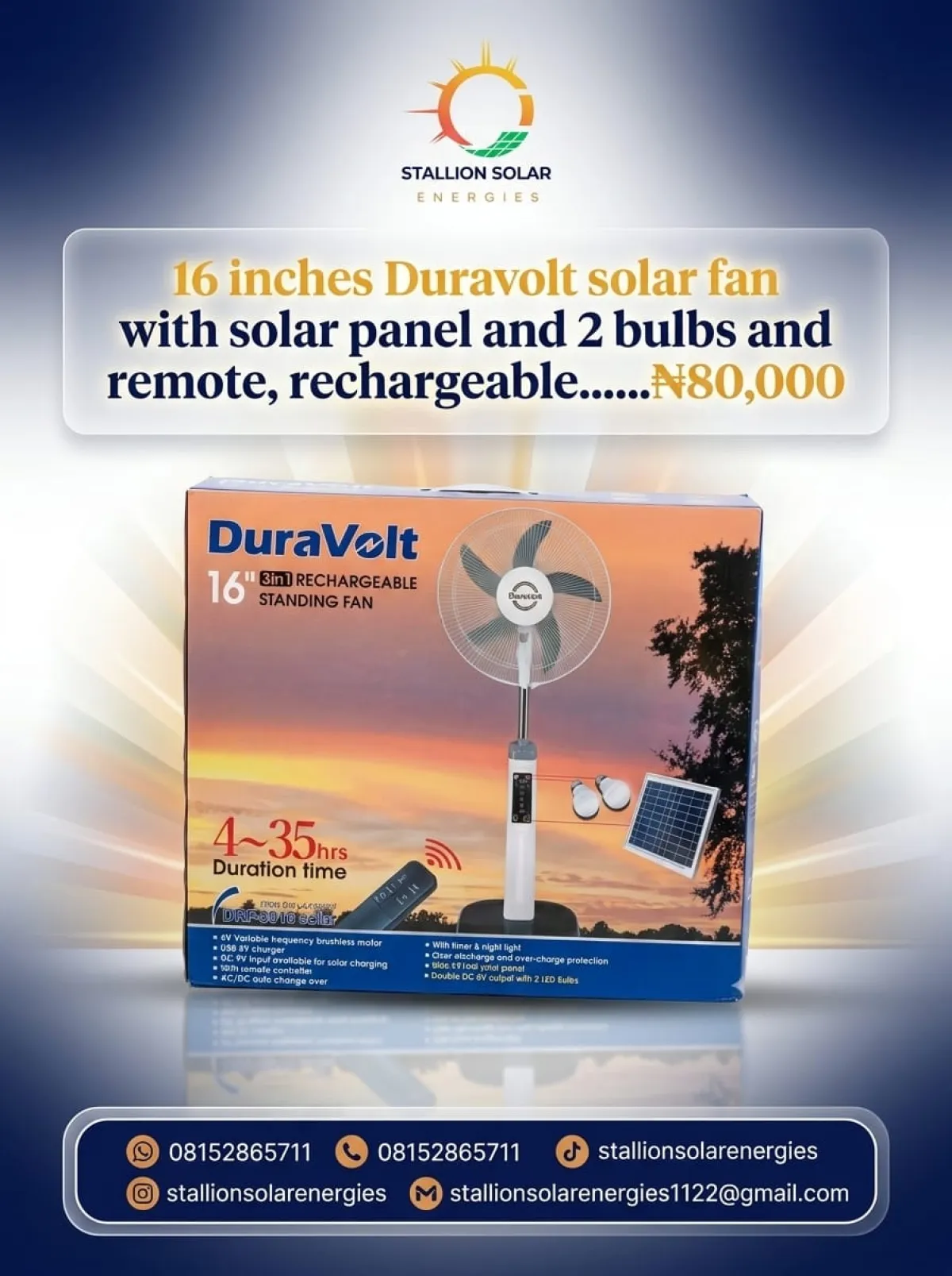 Duravolt Rechargeable Fan - Image 1