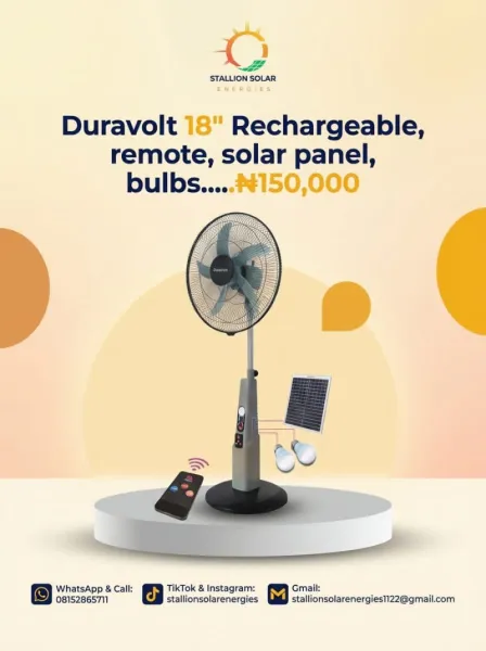 Duravolt Rechargeable Fan 18'