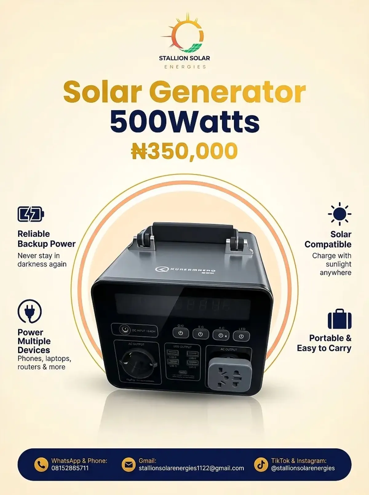 500Watt Solar Generator - Image 1