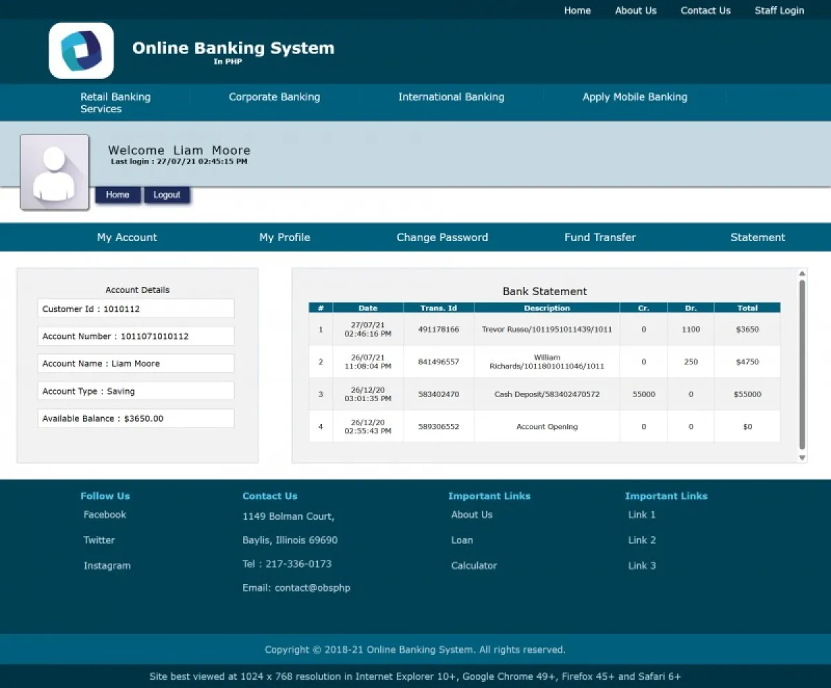 Old Cargo Online Banking Website Banking PHP Script - Image 1