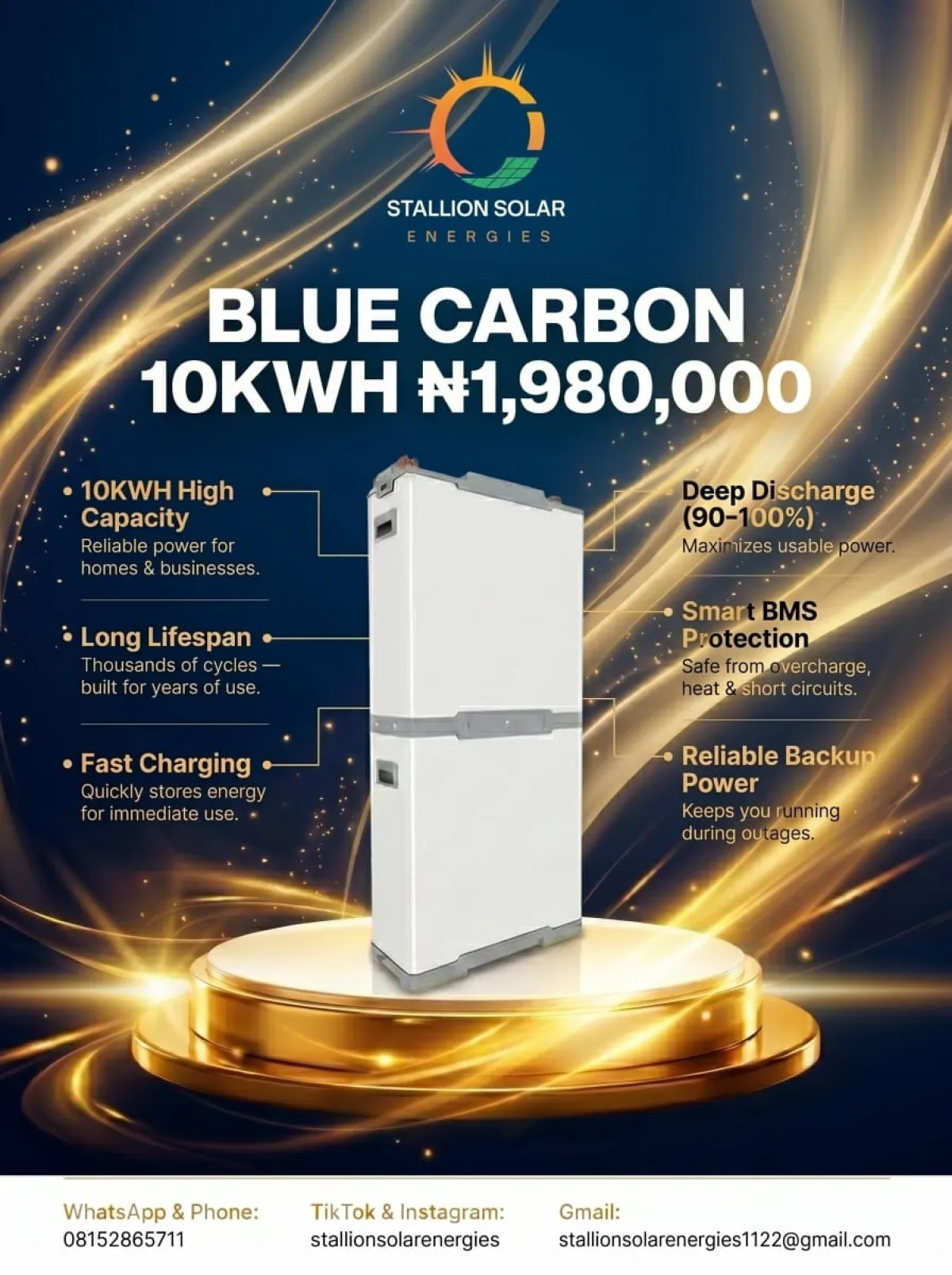 Blue Carbon 10kwh Lithium Battery - Image 3