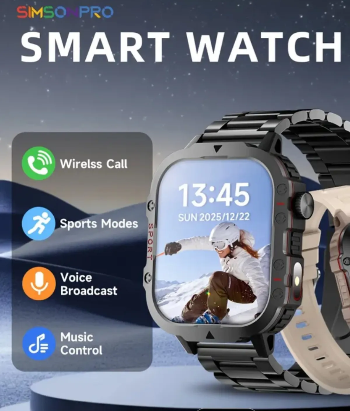 Smart watch with both chain and rubber - Image 1