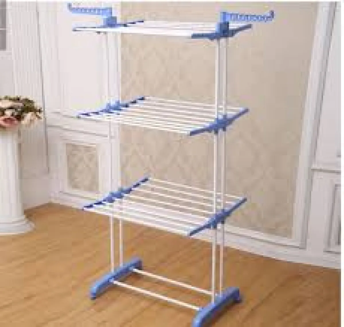 3-Layer Foldable Cloth Drying Rack (IndoorOutdoor) - Blue, Pink, Grey - Image 3