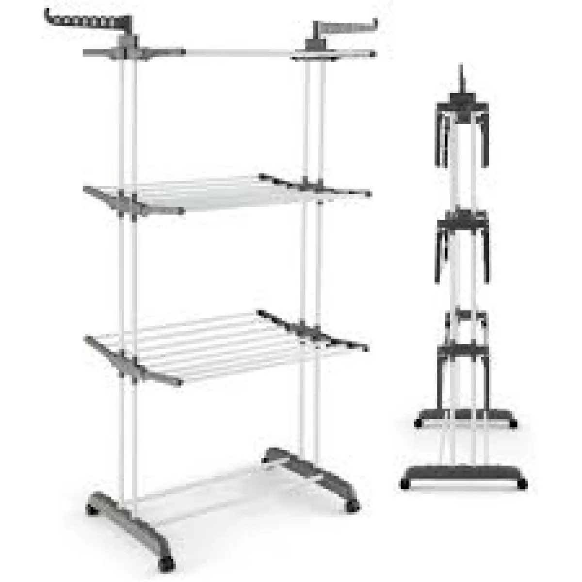 3-Layer Foldable Cloth Drying Rack (IndoorOutdoor) - Blue, Pink, Grey - Image 4