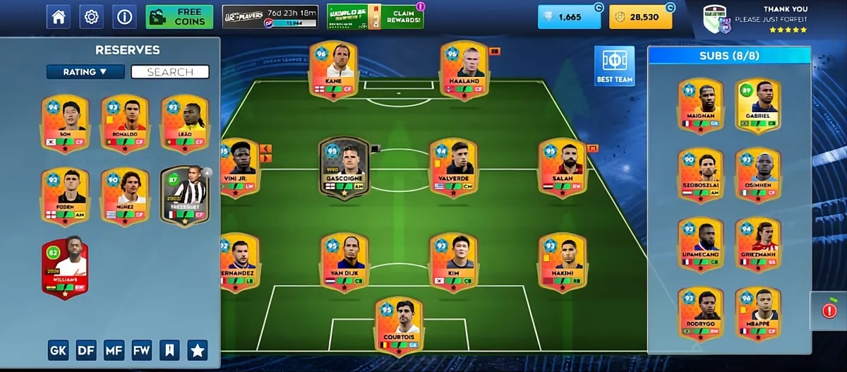 DLS 26 ACCT ALL MAXED OUT PLAYERS (INCL. SUB AND RESERVE) 30K COINS 3K GEMS - Image 2