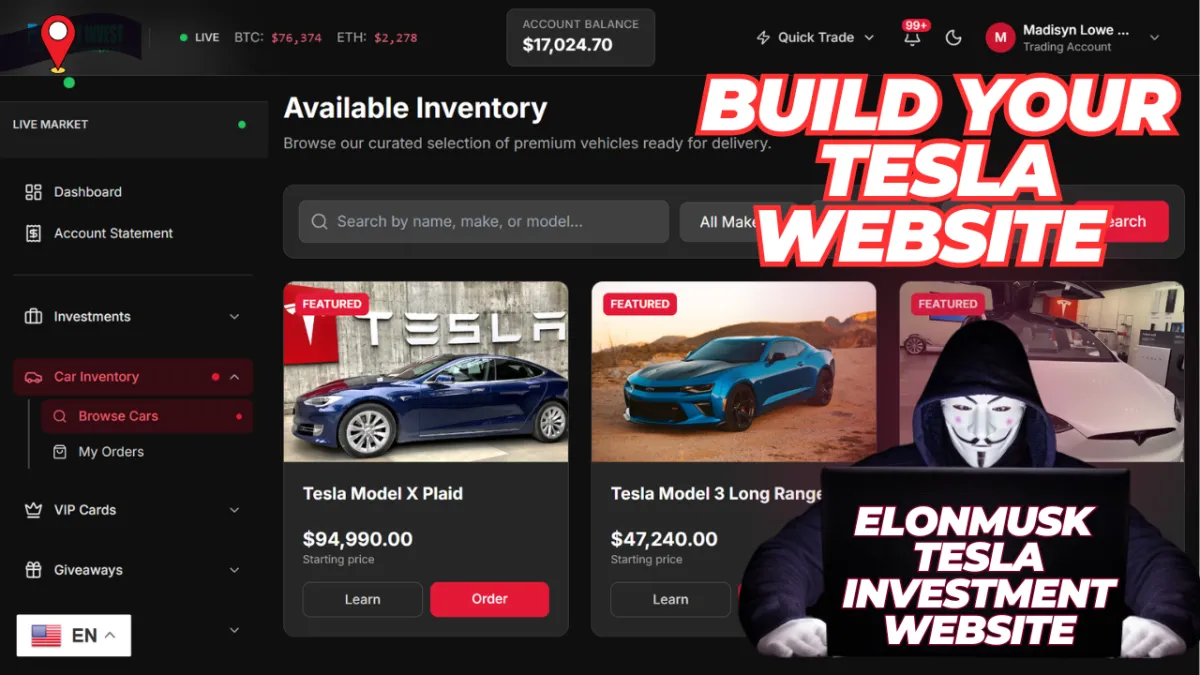 Hyperloop Capital Next-Gen Tesla Investment Platform PHP Script - Image 1