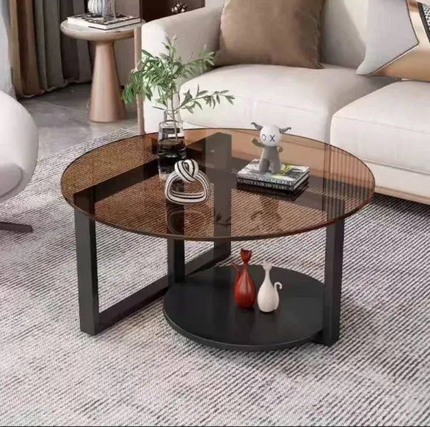 Round glass top center table