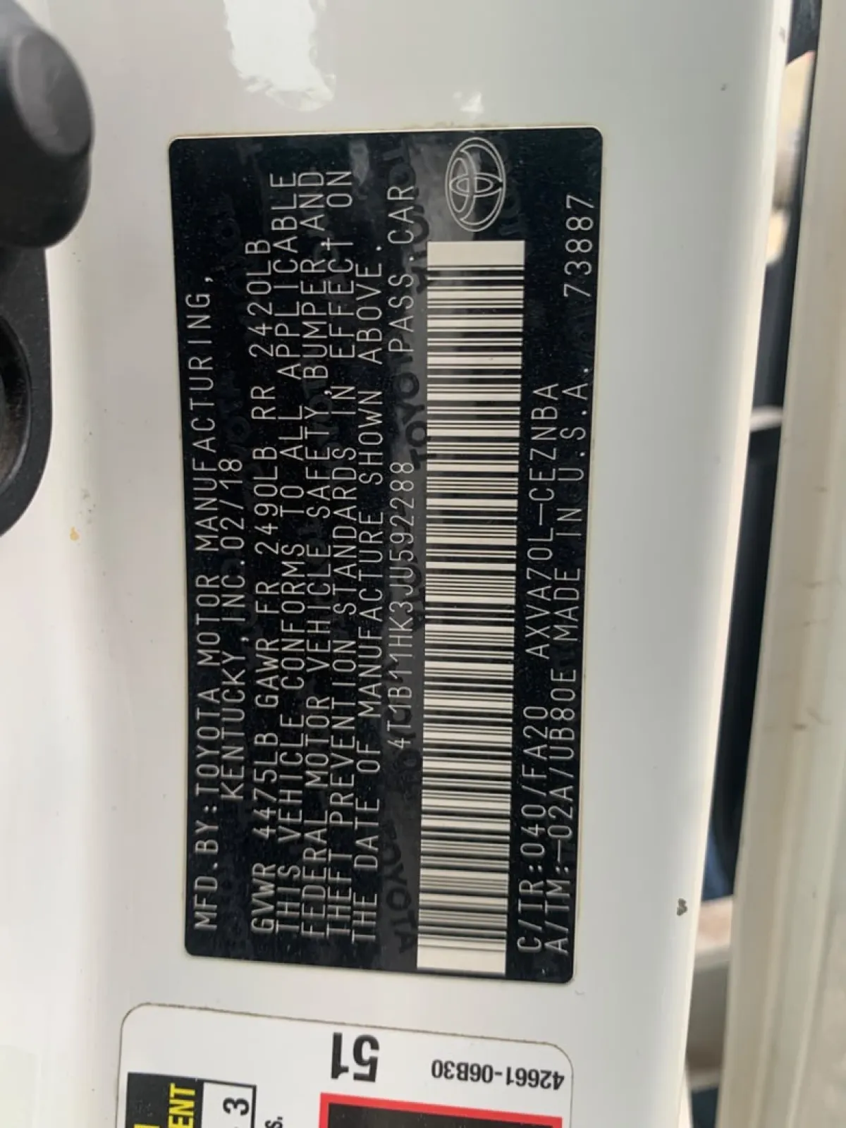 Toyota Camry LE 2019 (Foreign Used) - Image 10