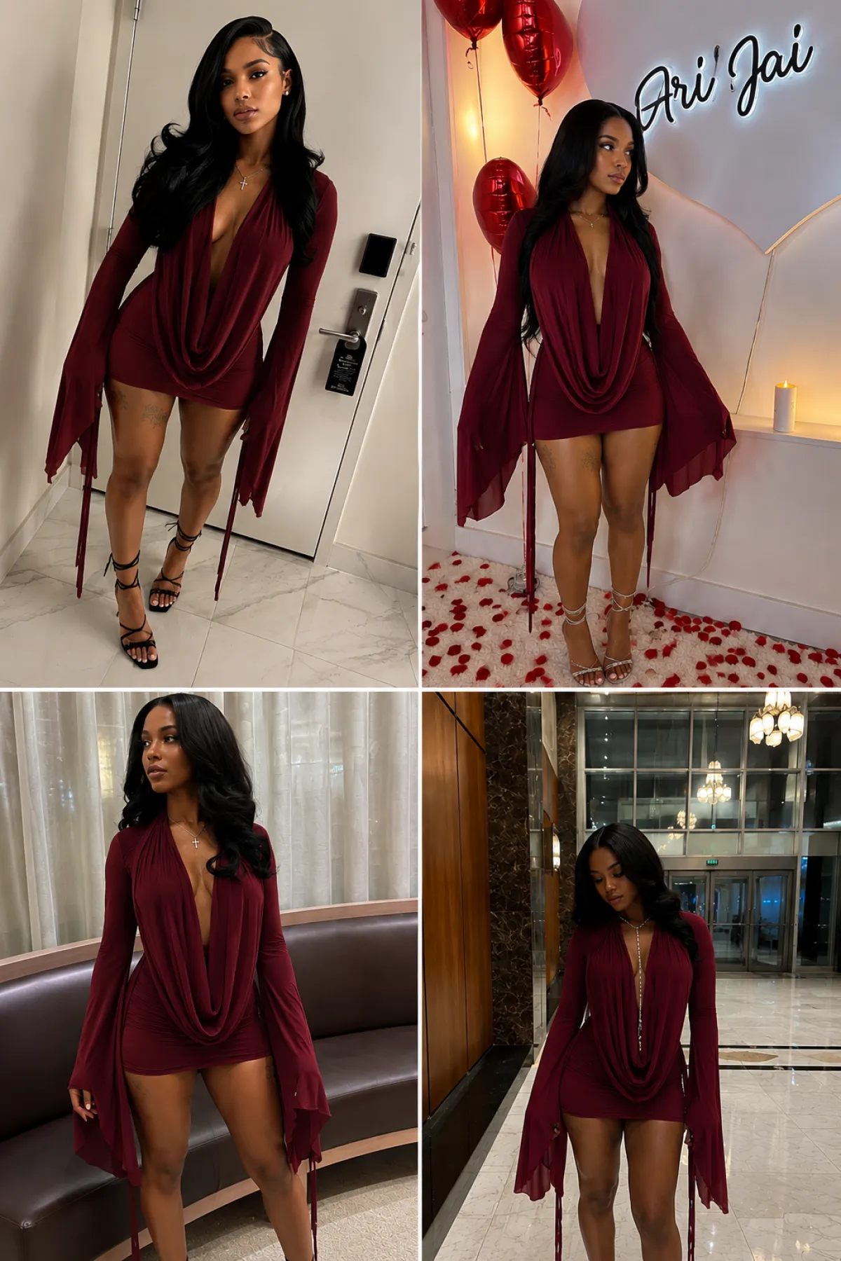 Elegant white drape mini dresss - Image 3