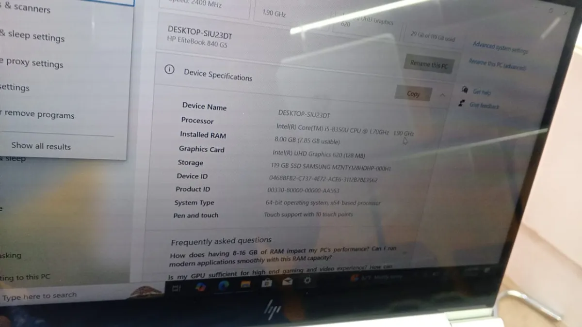 Hp elitebook 840 G5 intel(r) corei5 - Image 4