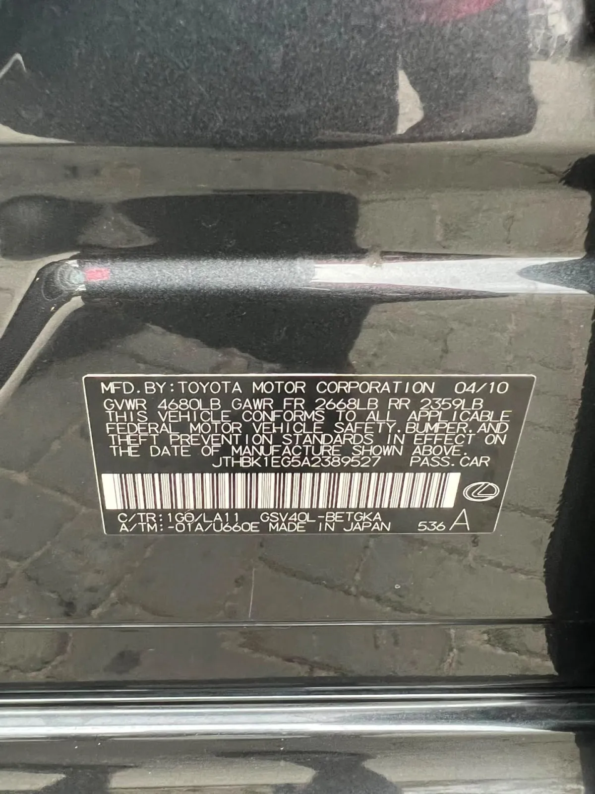 HW FAR BRO? NA FOR SALE OOH Good Deal. Foreign Used Lexus Es 350 2010 - Image 5