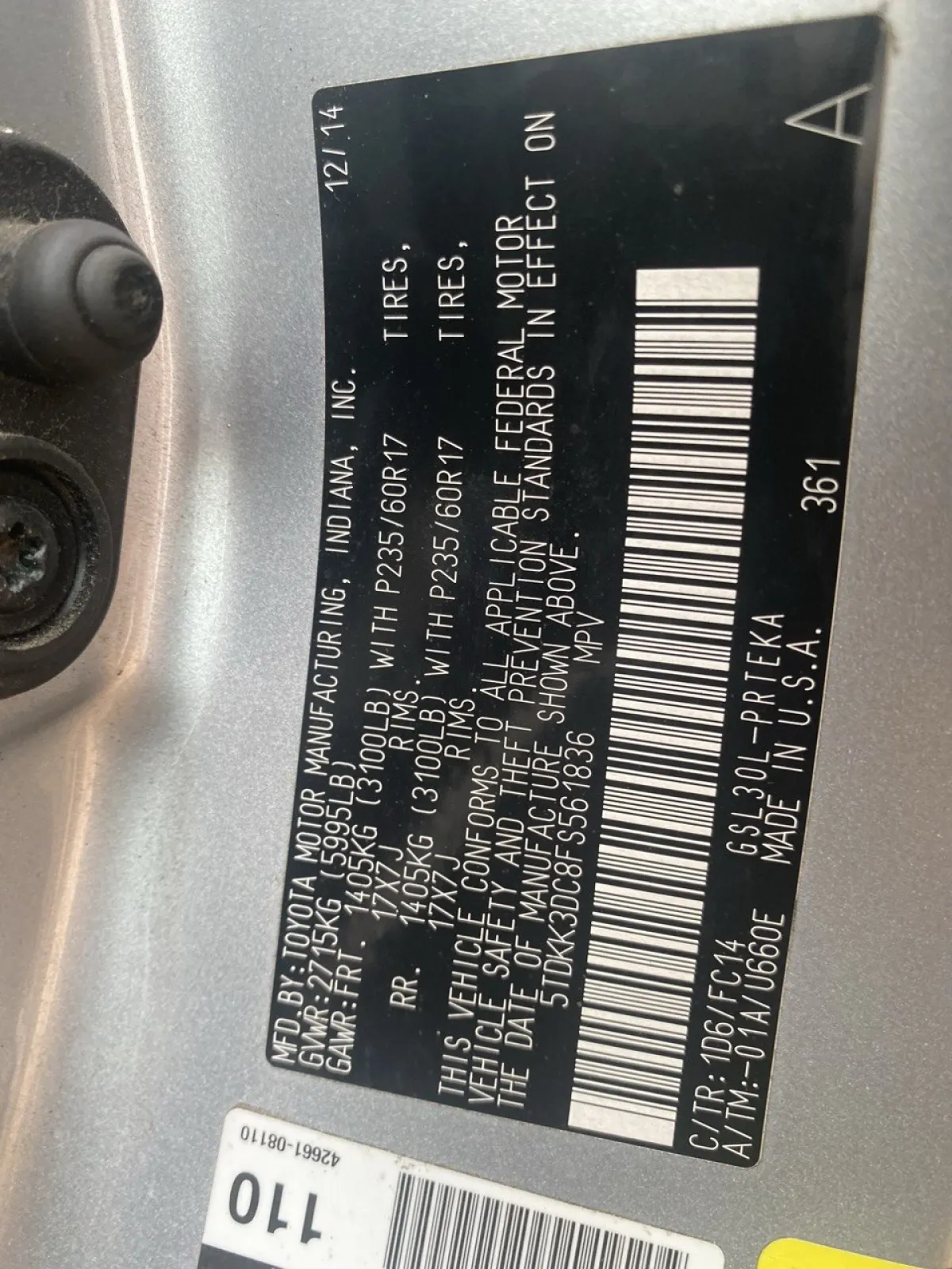 TOYOTA SIENNA 2015 - Image 7