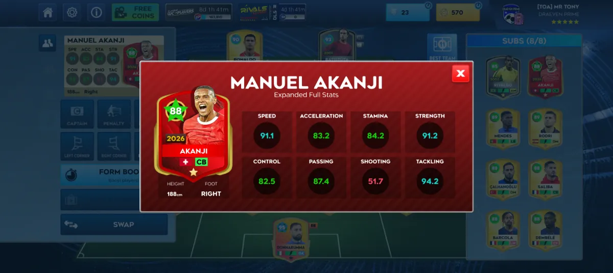 DLS Account 91. 8 Rating Strong Squad Cheap - Image 5