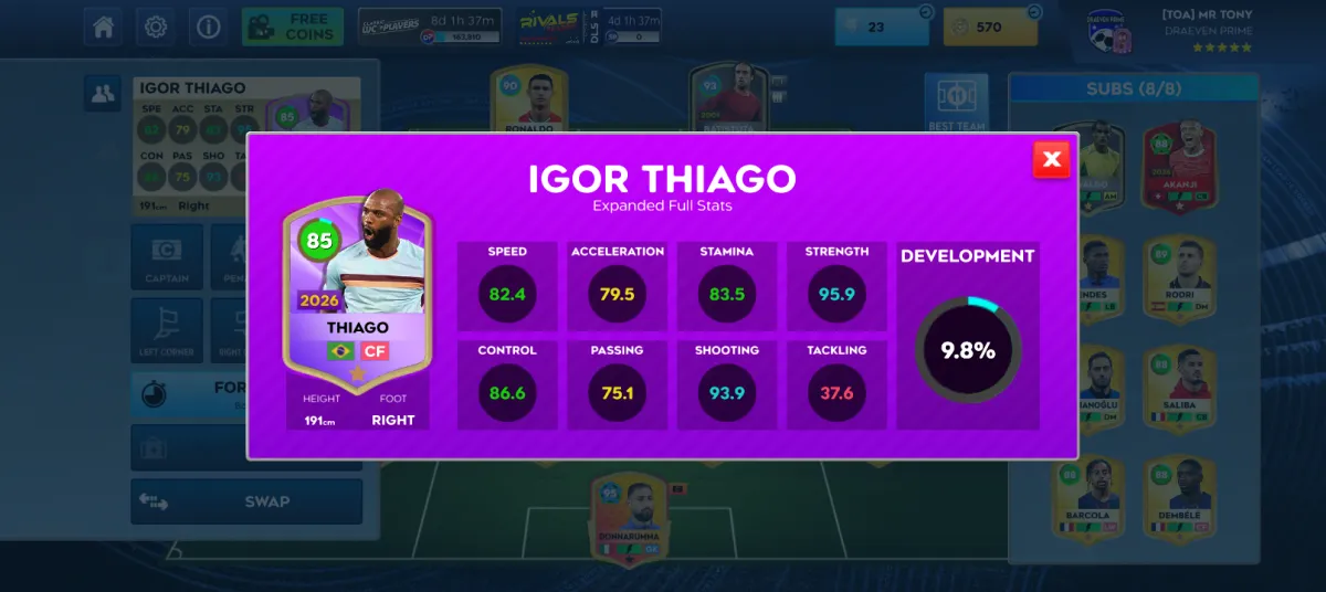 DLS Account 91. 8 Rating Strong Squad Cheap - Image 7