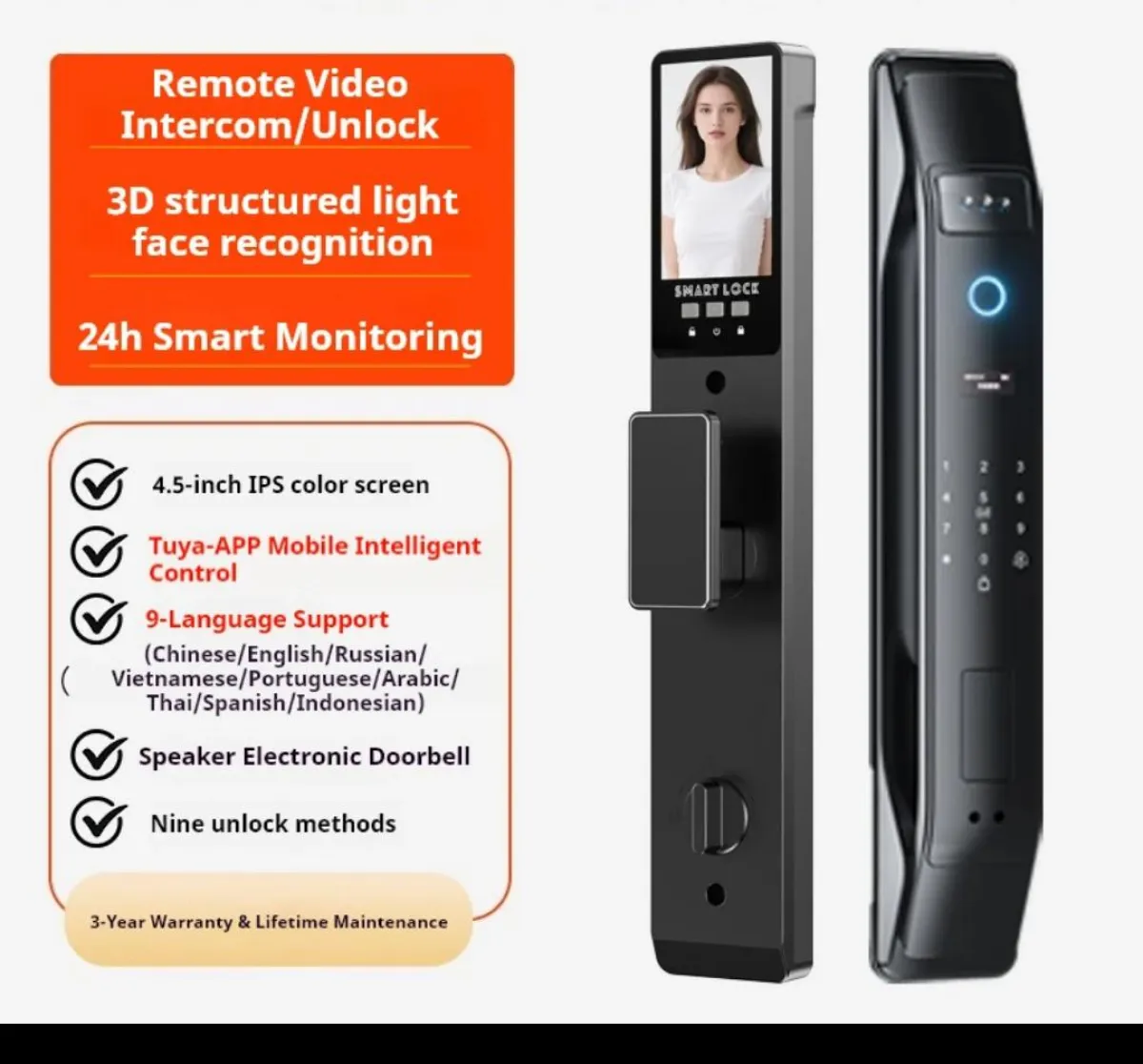 SMART SECURITY DOOR LOCK RECHARGEABLE - Image 2