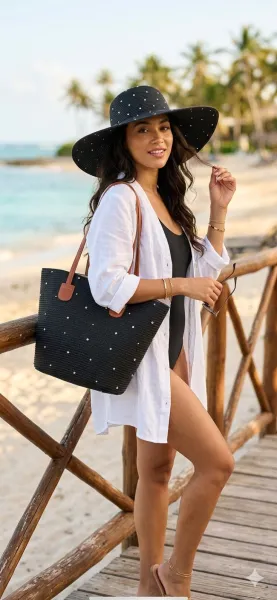 Straw Hat and watching bag set