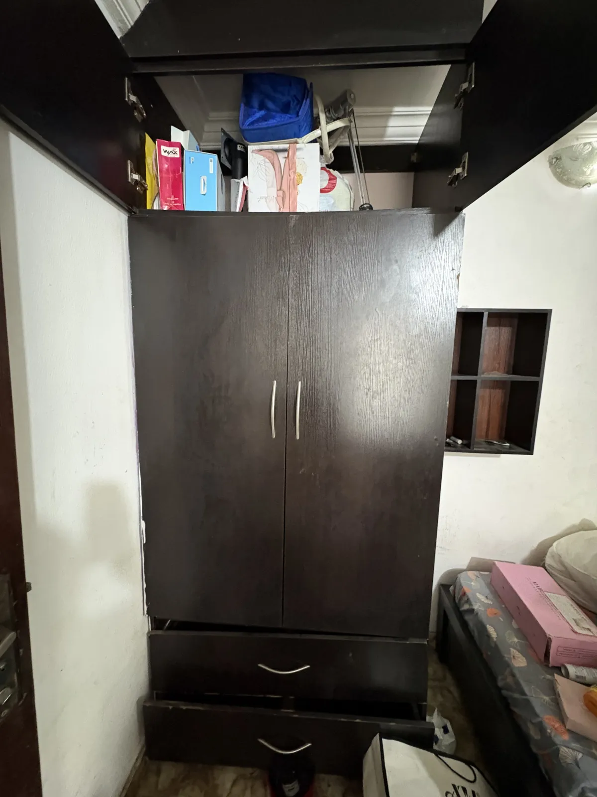 Large Wooden Wardrobe with Mirror - Image 1
