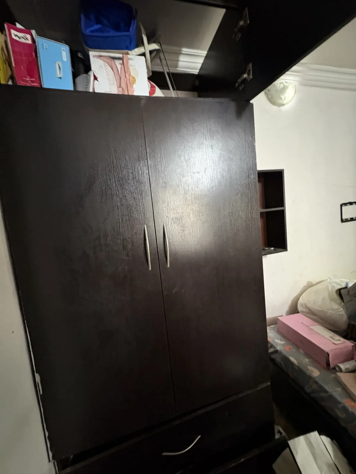 Large Wooden Wardrobe with Mirror - Image 3