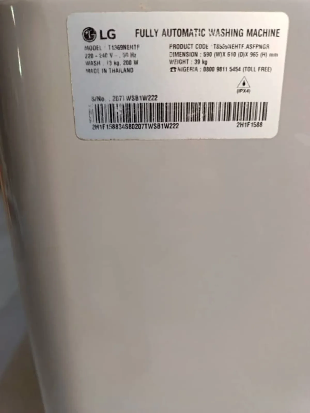 Neatly used LG inverter fully automatic washing machine 14kg - Image 3