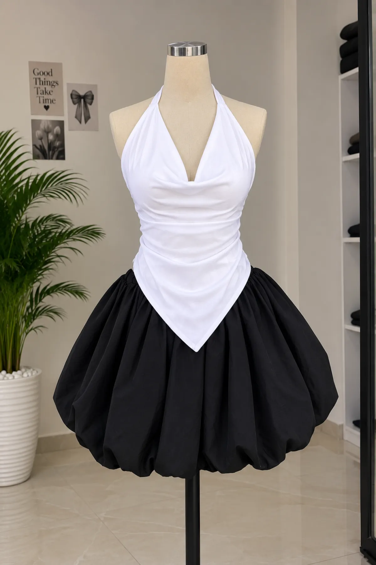 draped halter neck 2 piece - Image 2