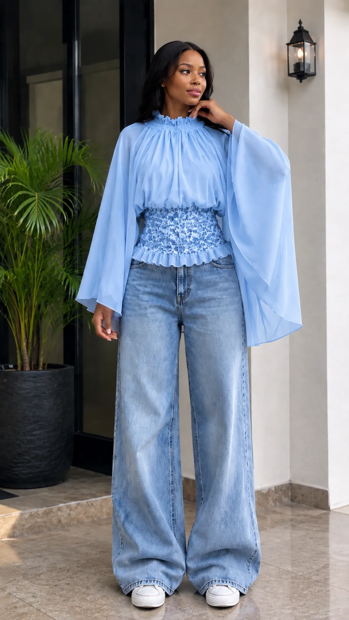 draped halter neck top - Image 1