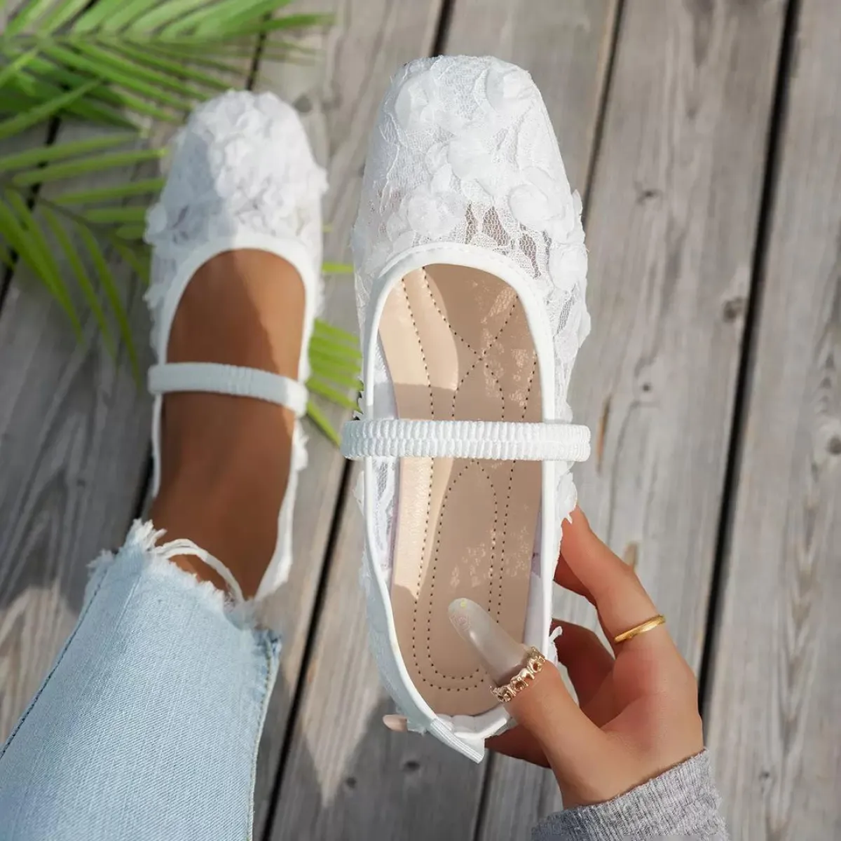 Lace Mary Jane Flat Shoes for Female - Image 1