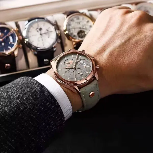 Poedagar Chronograph Leather Watch