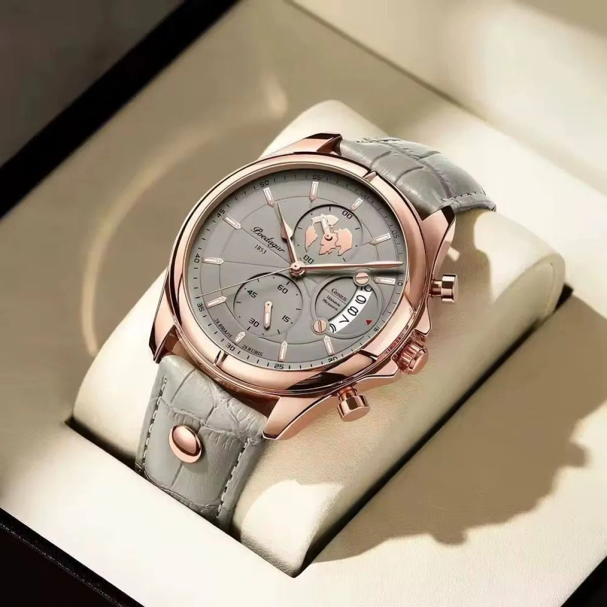 Poedagar Chronograph Leather Watch - Image 2