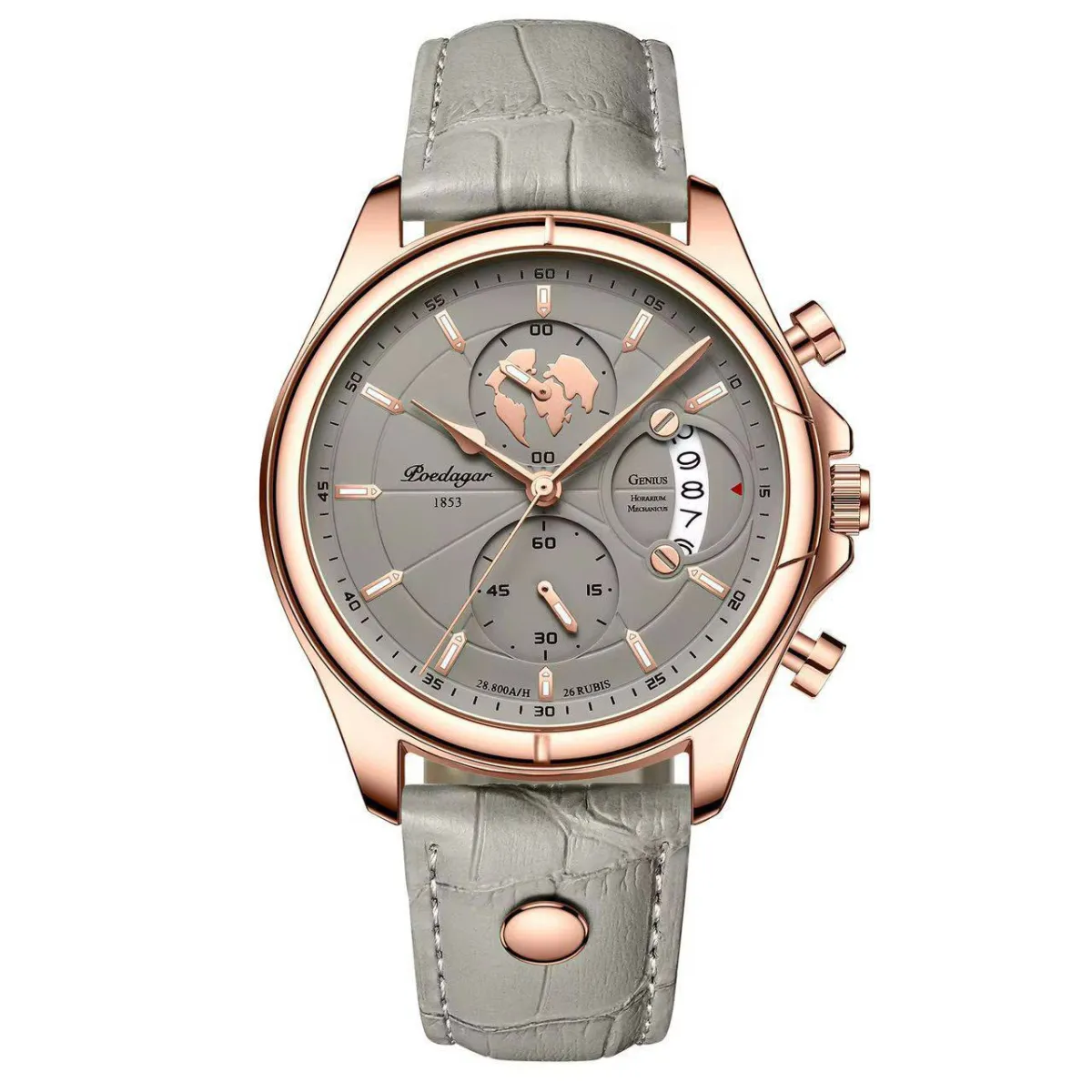 Poedagar Chronograph Leather Watch - Image 3