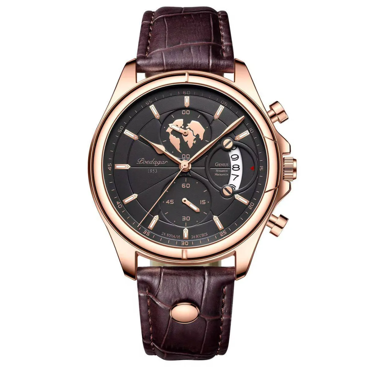 Poedagar Chronograph Leather Watch - Image 5